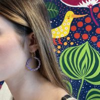boucle d'oreilles en macramé mauve